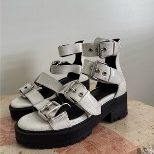 ASOS Paper London Gladiator Platform Crocodile Buckle Sandals
